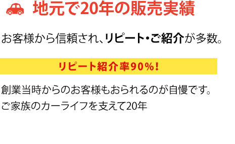 地元で20年の販売実績